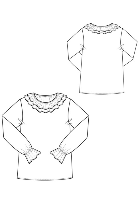 Pattern Blouse with a straight cut with a frill collar in the style of Celine (I love to sew 4/2019, pattern number 116)