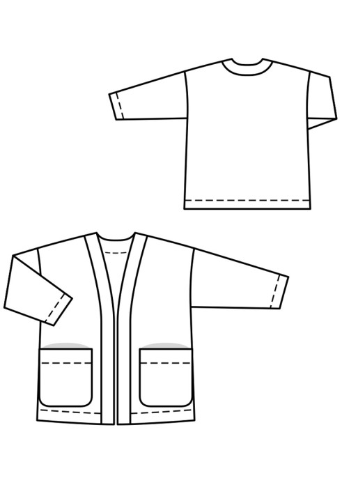 Выкройка Кардиган без застежки с накладными карманами (Burda 8/2017, № выкройки 130)