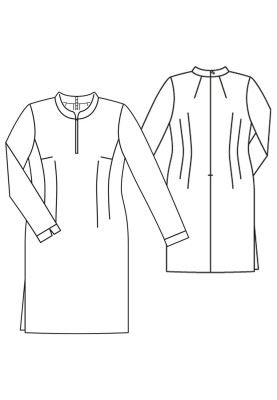 Pattern Dress with a stand-up collar and long sleeves (Burda 12/2015, pattern number 131 B)