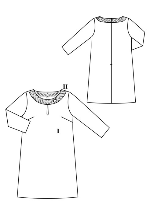 Pattern A-line dress with contrasting neckline (Burda 8/2019, pattern number 125)