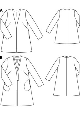 Pattern A-line coat with shawl collar (Burda 8/2012, pattern number 142 B)