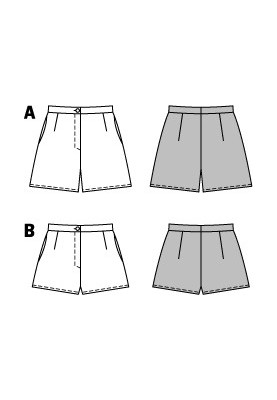Выкройка Шорты короткие с карманами (Burda 1/2014, № выкройки 6927 B)
