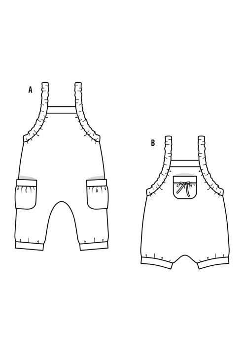 Выкройка Полукомбинезон короткий с нагрудным карманом (Burda 1/2018, № выкройки 9337 B)