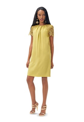 Pattern Dress of a simple cut with a gathered neck (Burda 2/2015, pattern number 6706 B)