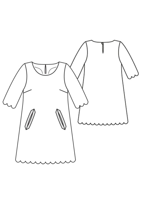 Pattern A-line dress with festoons (Burda 12/2015, pattern number 120 V)