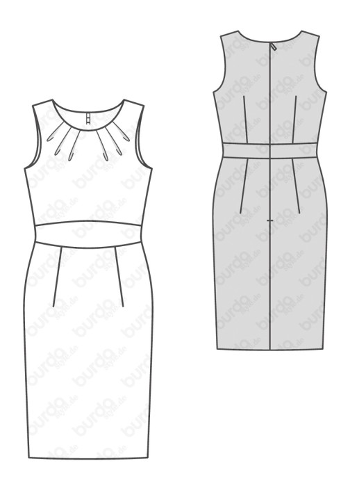 Pattern Sheath dress with a figure-stitched belt (Burda 1/2017, pattern no. 6529 A)