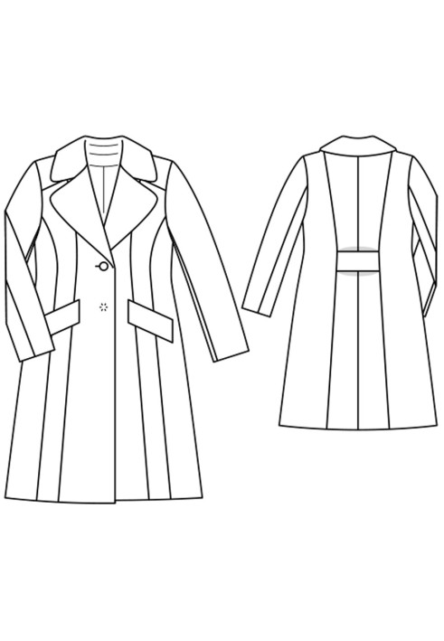 Pattern Single-breasted coat with relief seams (Burda. Fashion Plus 2/2016, pattern number 405)