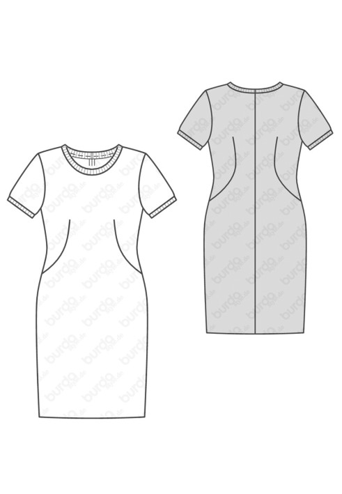 Pattern Knitted dress with short sleeves (Burda 2/2016, pattern number 6604 B)