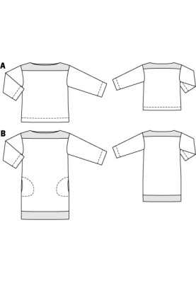 Викрійка Сукня прямого крою з креп-сатину (Burda 2/2012, № викрійки 107 B)