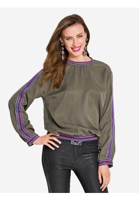 Pattern Sweatshirt style blouse with knitted cuffs (Burda 2/2018, pattern number 6355 B)