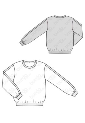 Pattern Sweatshirt style blouse with knitted cuffs (Burda 2/2018, pattern number 6355 B)