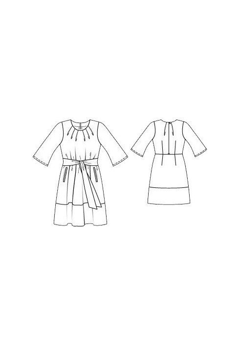 Pattern Dress with soft folds at the neck (Burda 3/2016, pattern number 102 B)