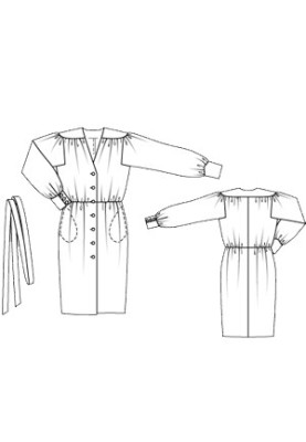 Pattern Dress-shirt with puffy sleeves and a belt (Burda 1/2011, pattern number 104)