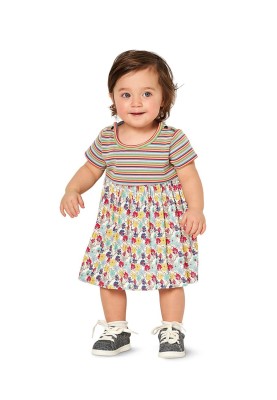 Pattern bodysuit with short sleeves and sewn skirt (Burda 2/2017, pattern number 9347 C)