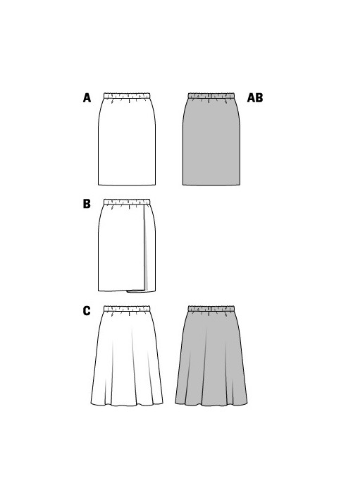 Выкройка Юбка прямая на эластичном поясе (Burda 1/2014, № выкройки 6937 A)