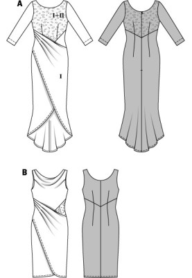 Выкройка Платье трикотажное силуэта «русалка» (Burda 2/2014, № выкройки 6867 A)