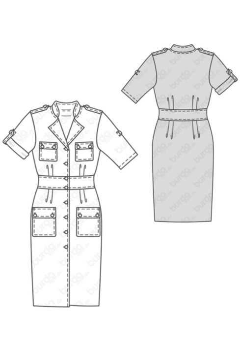 Safari shirt dress pattern (Burda 1/2018, pattern number 6440 A)