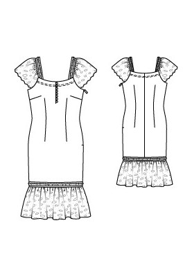 Pattern Dress with lace winged sleeves (Burda 7/2011, pattern number 123)