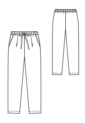 Pattern Silk trousers with an elastic waistband (Burda 1/2019, pattern number 103 B)