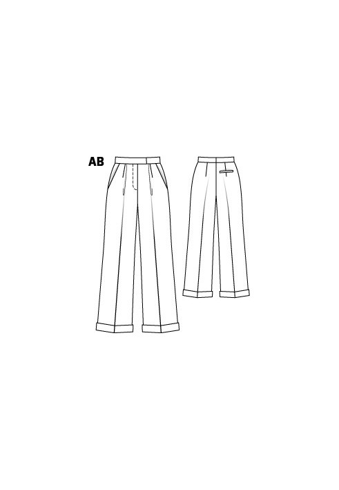 Pattern Marlene pants with arrow pleats and lapels (Burda 7/2011, pattern number 125 A)