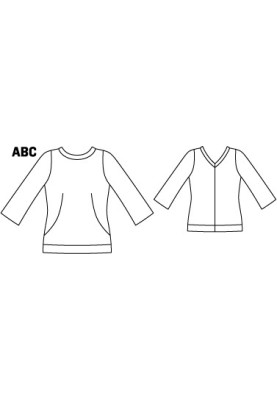 Pattern Pullover with short sleeves and a cutout on the back (Burda 9/2012, pattern number 106 B)