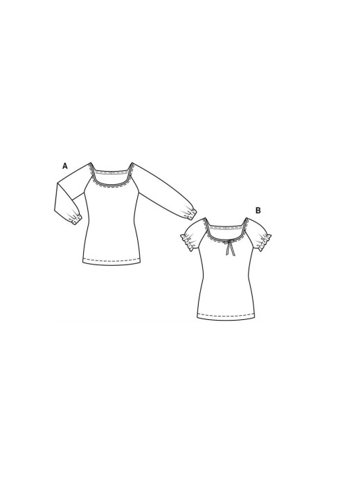 Pattern Knitted top with a wide neckline (Burda 1/2020, pattern number 6202 B)