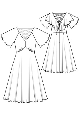 Pattern Dress with a deep neckline and winged sleeves (Burda 5/2018, pattern number 117)