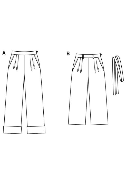 Викрійка Брюки марлен з широкими одворотами (Burda 2/2019, № викрійки 6286 A)