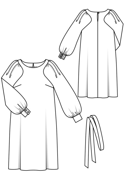 Pattern Straight-cut dress with puffy sleeves (Burda 1/2018, pattern number 115)