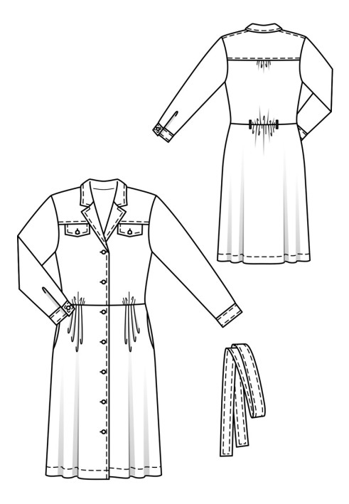 Pattern Shirt dress with pleats on the skirt (Burda 2/2018, pattern number 114 A)