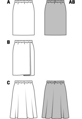 Pattern Skirt with a flared cut on an elastic waist (Burda 1/2014, pattern number 6937 C)