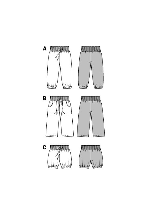 Выкройка Шорты-блумеры на трикотажном поясе (Burda 1/2014, № выкройки 9441 C)