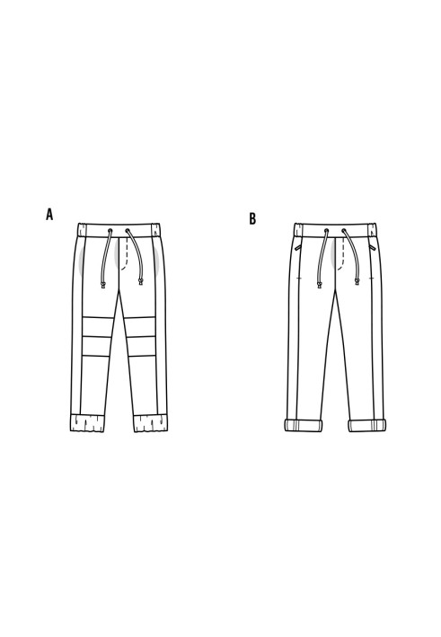 Викрійка Брюки в спортивному стилі на еластичному поясі (Burda 2/2017, № викрійки 9352 A)