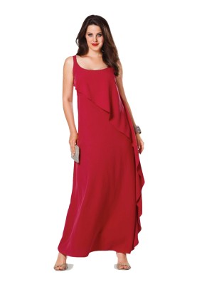 Strapless Maxi Dress Pattern with Asymmetric Ruffle (Burda 1/2014, Pattern No. 6949 C)