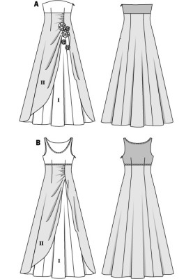 Выкройка Вечернее платье с расклешенной юбкой (Burda 2/2015, № выкройки 6751 B)