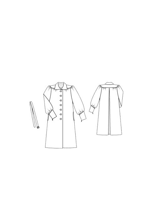 Pattern Coat with puffy sleeves and opposite pleat on the back (Burda 1/2011, pattern number 101)