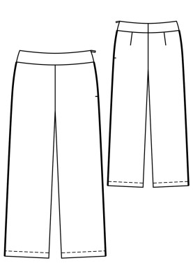 Pattern Pants of a straight cut with a wide belt (Burda 4/2019, pattern number 126 A)