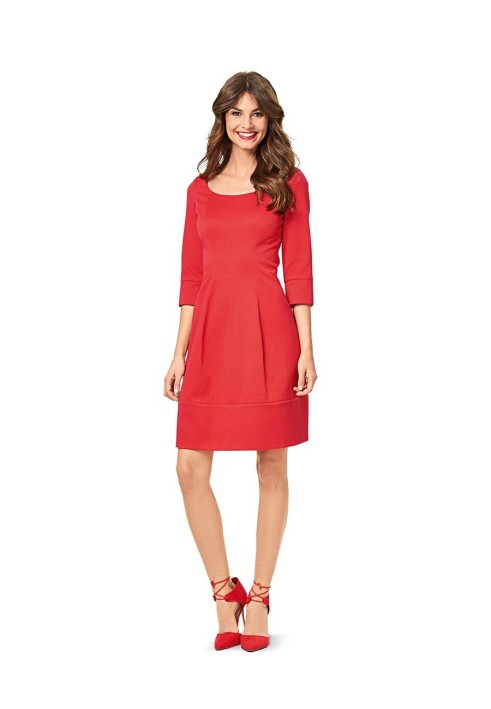 Pattern Dress with wide neckline and bell-shaped skirt (Burda 2/2016, pattern number 6577 B)