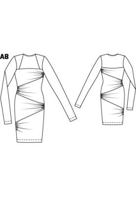 Выкройка Платье трикотажное с широким вырезом и драпировками (Burda 5/2012, № выкройки 112 A)