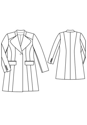 Pattern Coat with stand-up collar and wide lapels (Burda. Fashion Plus 2/2016, pattern number 404)