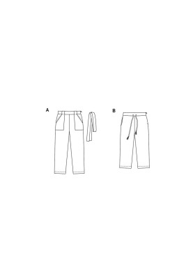 Pattern Straight-cut trousers with a drawstring waist (Burda 1/2020, pattern no. 6218 B)