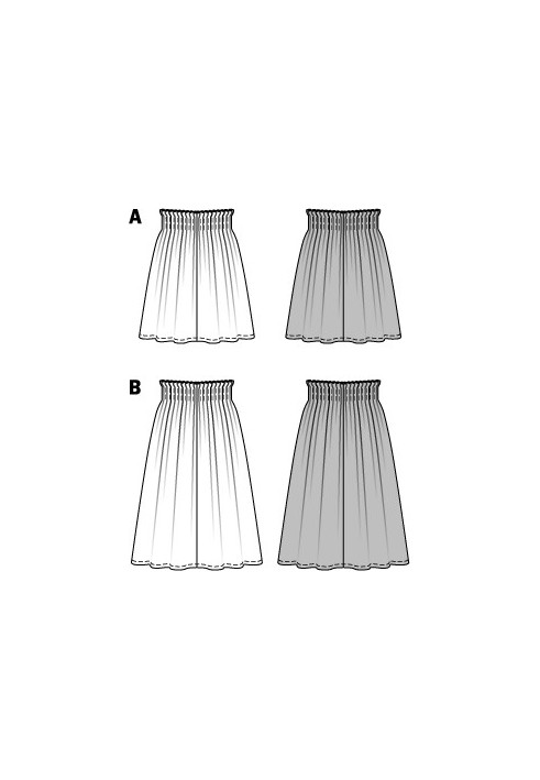 Pattern Skirt with a lush cut on an elastic waist (Burda 2/2015, pattern number 6698 A)