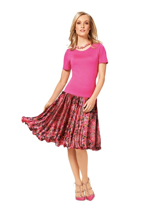 Pattern Dress with a lush skirt combined (Burda 2/2015, pattern number 6692 B)