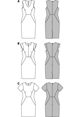 Выкройка Платье с фигурными деталями (Burda 1/2014, № выкройки 6916 A)