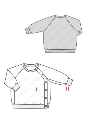 Pattern Raglan pullover with button fastening (Burda 2/2019, pattern number 9315 A)