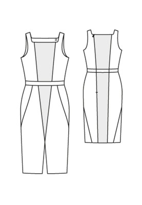 Выкройка Платье-футляр со вставками (Burda 8/2015, № выкройки 122 В)