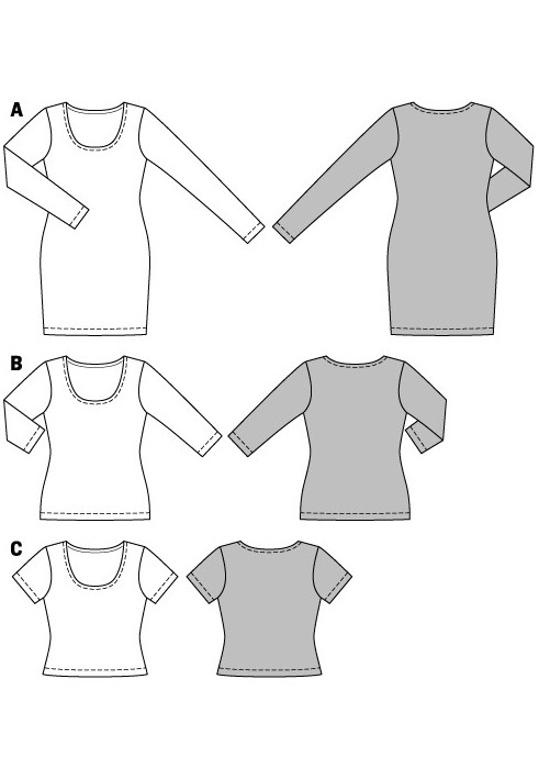 Pattern Knitted t-shirt with a fitted silhouette (Burda 2/2015, pattern number 6716 C)