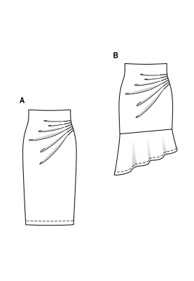 Выкройка Юбка-карандаш трикотажная с воланом (Burda 1/2018, № выкройки 6417 B)