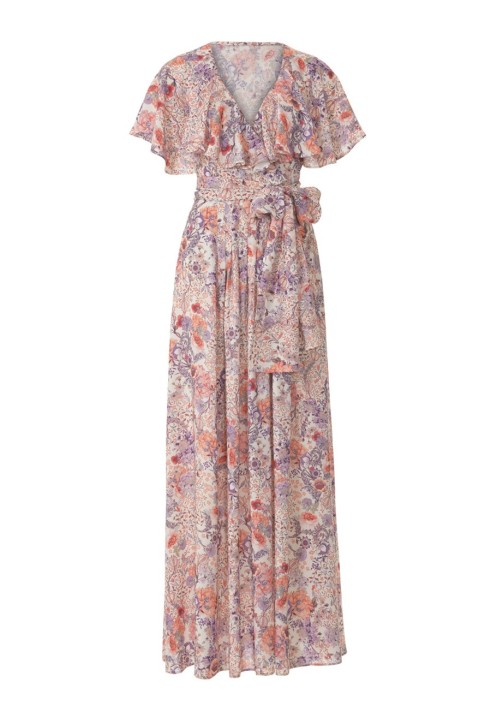 Pattern 70s-style maxi dress with ruffles on the bodice (Burda 6/2017, pattern no. 109)