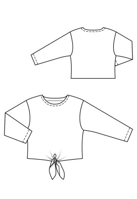 Pattern Straight-cut pullover with ties in the front (Burda 9/2020, pattern no. 119)